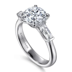 Sale Gabriel & Co. Lia - 14K White Gold Round Three Stone Diamond Engagement Ring