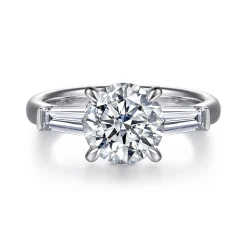 Sale Gabriel & Co. Lia - 14K White Gold Round Three Stone Diamond Engagement Ring