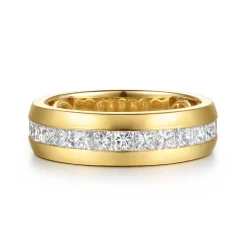 Hot Gabriel & Co. Liane - 14K Yellow Gold Channel Setting Princess Cut Diamond Anniversary Band - 0.9 ct