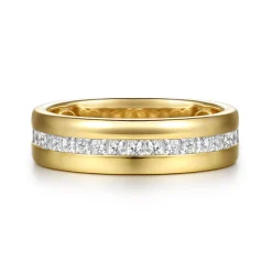 Gabriel & Co. Liane - 14K Yellow Gold Channel Setting Princess Cut Diamond Anniversary Band - 0.65 ct