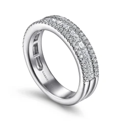 Hot Gabriel & Co. Lianne - Wide 14K White Gold Round and Princess Cut Diamond Anniversary Band - 0.95 ct