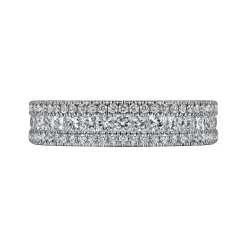 Hot Gabriel & Co. Lianne - Wide 14K White Gold Round and Princess Cut Diamond Anniversary Band - 0.95 ct