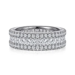 Sale Gabriel & Co. Lianne - Wide 14K White Gold Round and Princess Cut Diamond Anniversary Band - 1.99 ct