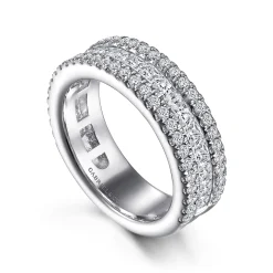 Sale Gabriel & Co. Lianne - Wide 14K White Gold Round and Princess Cut Diamond Anniversary Band - 1.99 ct