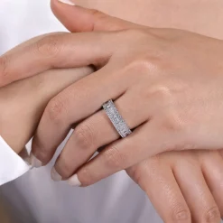 Hot Gabriel & Co. Lianne - Wide 14K White Gold Round and Princess Cut Diamond Anniversary Band - 1.5 ct