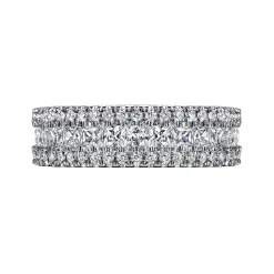 Hot Gabriel & Co. Lianne - Wide 14K White Gold Round and Princess Cut Diamond Anniversary Band - 1.5 ct