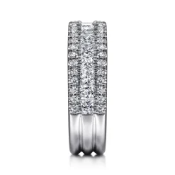 Hot Gabriel & Co. Lianne - Wide 14K White Gold Round and Princess Cut Diamond Anniversary Band - 1.5 ct