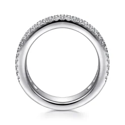 Hot Gabriel & Co. Lianne - Wide 14K White Gold Round and Princess Cut Diamond Anniversary Band - 1.5 ct