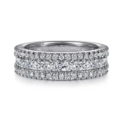 Hot Gabriel & Co. Lianne - Wide 14K White Gold Round and Princess Cut Diamond Anniversary Band - 1.5 ct