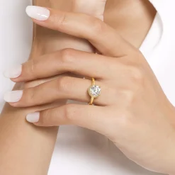 Hot Gabriel & Co. Libbie - 14K Yellow Gold Bezel Prong Round Diamond Engagement Ring