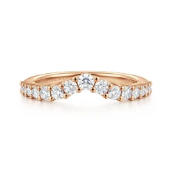 Hot Gabriel & Co. Libby - Curved 14K Rose Gold Shared Prong Diamond Wedding Band - 0.5 ct