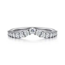 Outlet Gabriel & Co. Libby - Curved 14K White Gold Shared Prong Diamond Wedding Band - 0.5 ct