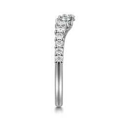 Outlet Gabriel & Co. Libby - Curved 14K White Gold Shared Prong Diamond Wedding Band - 0.5 ct