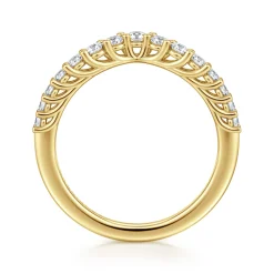 Best Gabriel & Co. Libby - Curved 14K Yellow Gold Shared Prong Diamond Wedding Band - 0.5 ct