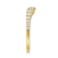 Best Gabriel & Co. Libby - Curved 14K Yellow Gold Shared Prong Diamond Wedding Band - 0.5 ct