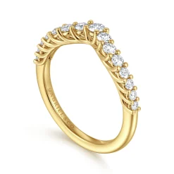 Best Gabriel & Co. Libby - Curved 14K Yellow Gold Shared Prong Diamond Wedding Band - 0.5 ct
