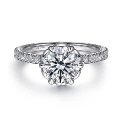Discount Gabriel & Co. Lida - 14K White Gold Bezel Prong Round Diamond Engagement Ring