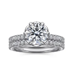 Discount Gabriel & Co. Lida - 14K White Gold Bezel Prong Round Diamond Engagement Ring