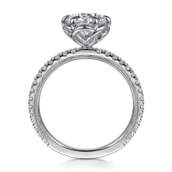 Discount Gabriel & Co. Lida - 14K White Gold Bezel Prong Round Diamond Engagement Ring