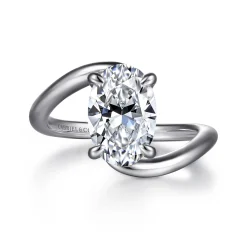 Discount Gabriel & Co. Lidya - 14K White Gold Bypass Oval Diamond Engagement Ring