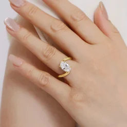 Gabriel & Co. Lidya - 14K Yellow Gold Bypass Oval Diamond Engagement Ring
