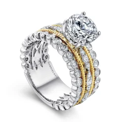 Sale Gabriel & Co. Lilith - 14K White-Yellow Gold Round Diamond Engagement Ring