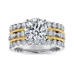 Sale Gabriel & Co. Lilith - 14K White-Yellow Gold Round Diamond Engagement Ring