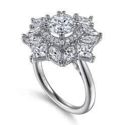 Best Gabriel & Co. Lincoln - 14K White Gold Fancy halo Round Diamond Engagement Ring