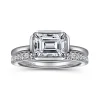 Outlet Gabriel & Co. Linen - 14K White Gold East West and Bezel Prong Emerald Cut Diamond Engagement Ring