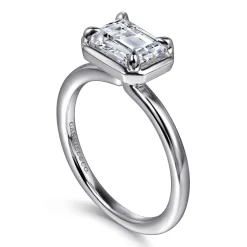 Outlet Gabriel & Co. Linen - 14K White Gold East West and Bezel Prong Emerald Cut Diamond Engagement Ring