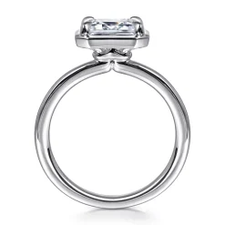 Outlet Gabriel & Co. Linen - 14K White Gold East West and Bezel Prong Emerald Cut Diamond Engagement Ring