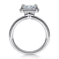 Outlet Gabriel & Co. Linen - 14K White Gold East West and Bezel Prong Radiant Cut Diamond Engagement Ring