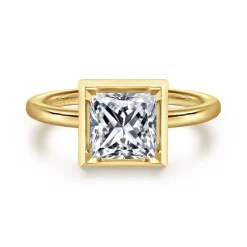 Online Gabriel & Co. Linen - 14K Yellow Gold Bezel Prong Princess Cut Diamond Engagement Ring