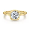 Outlet Gabriel & Co. Linen - 14K Yellow Gold Bezel Prong Cushion Cut Diamond Engagement Ring