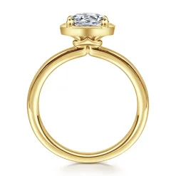 Clearance Gabriel & Co. Linen - 14K Yellow Gold Bezel Prong Round Diamond Engagement Ring