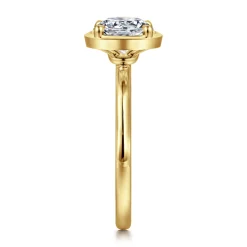 Clearance Gabriel & Co. Linen - 14K Yellow Gold Bezel Prong Round Diamond Engagement Ring