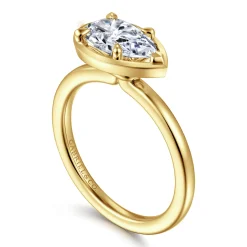 Outlet Gabriel & Co. Linen - 14K Yellow Gold East West and Bezel Prong Pear Shape Diamond Engagement Ring