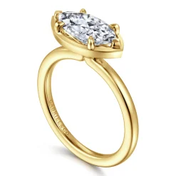 Gabriel & Co. Linen - 14K Yellow Gold East West and Bezel Prong Marquise Shape Diamond Engagement Ring