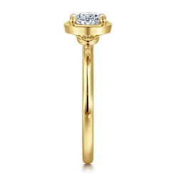 Sale Gabriel & Co. Linen - 14K Yellow Gold East West and Bezel Prong Oval Diamond Engagement Ring