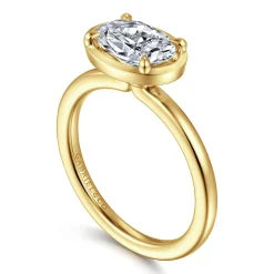 Sale Gabriel & Co. Linen - 14K Yellow Gold East West and Bezel Prong Oval Diamond Engagement Ring
