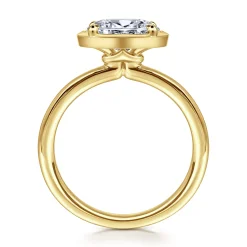 Sale Gabriel & Co. Linen - 14K Yellow Gold East West and Bezel Prong Oval Diamond Engagement Ring