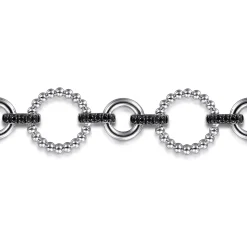 Discount Gabriel & Co. Link Chain Bracelet 925 Sterling Silver Black Spinel Bujukan
