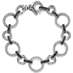 Discount Gabriel & Co. Link Chain Bracelet 925 Sterling Silver Black Spinel Bujukan