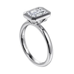 Best Gabriel & Co. Linny - 14K White Gold Emerald Cut Diamond Engagement Ring