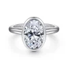 Outlet Gabriel & Co. Linny - 14K White Gold Oval Bezel Set Diamond Engagement Ring