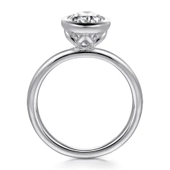 Outlet Gabriel & Co. Linny - 14K White Gold Oval Bezel Set Diamond Engagement Ring