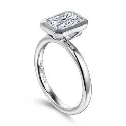 Best Gabriel & Co. Linny - 14K White Gold Radiant Cut Bezel Set Diamond Engagement Ring