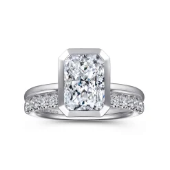 Best Gabriel & Co. Linny - 14K White Gold Radiant Cut Bezel Set Diamond Engagement Ring