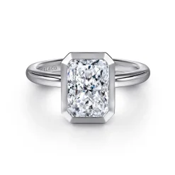 Best Gabriel & Co. Linny - 14K White Gold Radiant Cut Bezel Set Diamond Engagement Ring