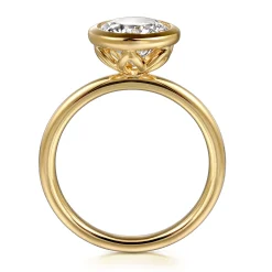Clearance Gabriel & Co. Linny - 14K Yellow Gold Bezel Set Round Diamond Engagement Ring